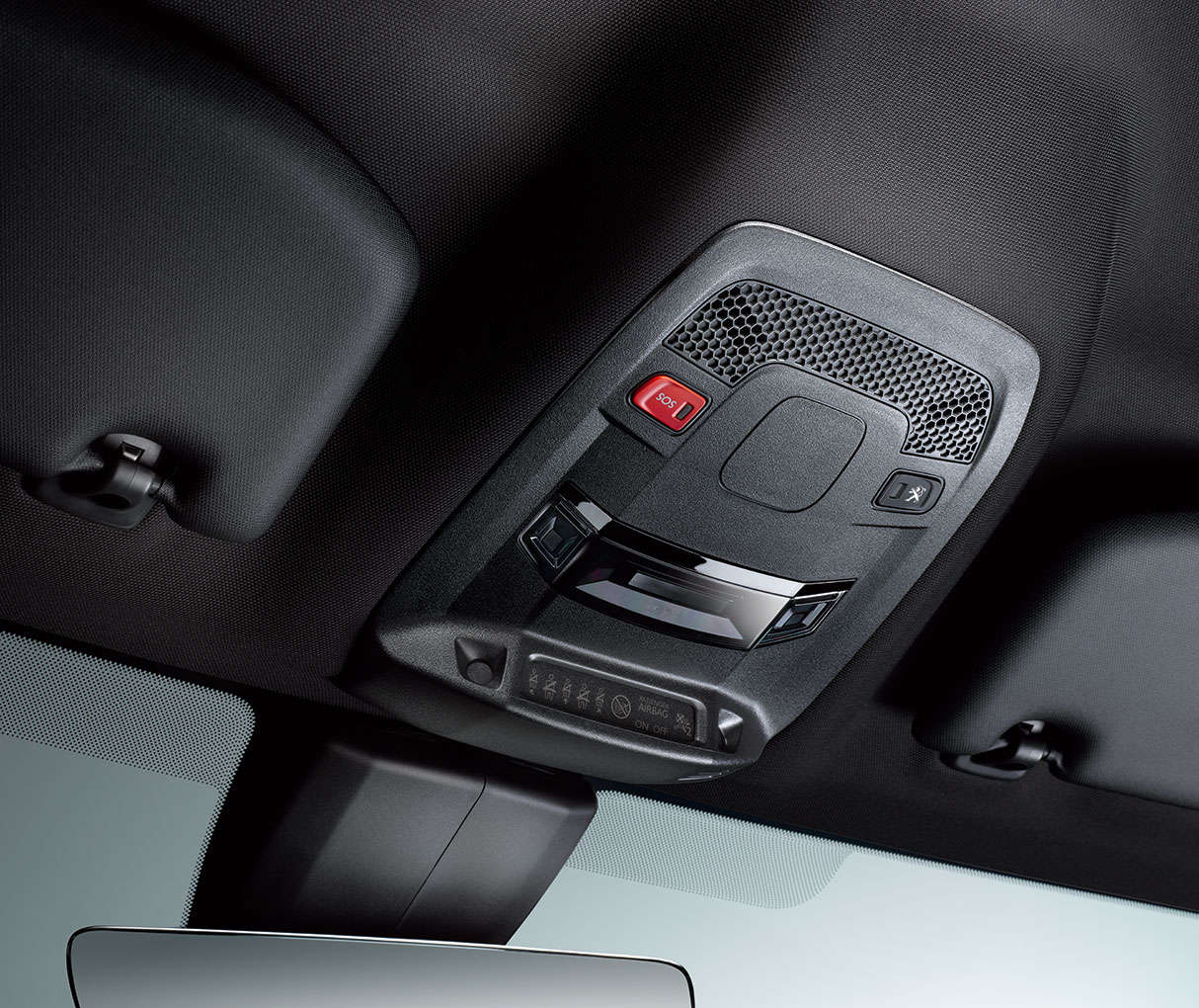 Кнопка виклику допомоги у салоні автомобіля Peugeot