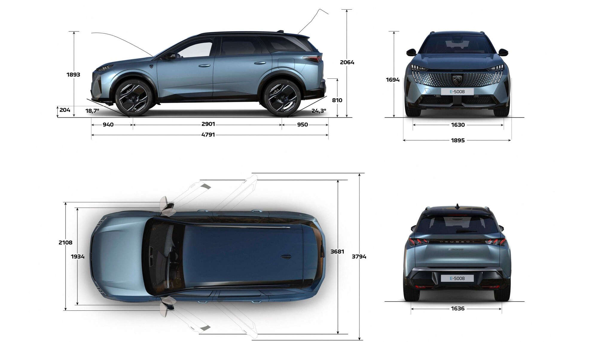 Зовнішні розміри Peugeot 5008