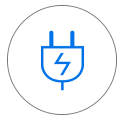 Піктограма електричного штепселя синього кольору