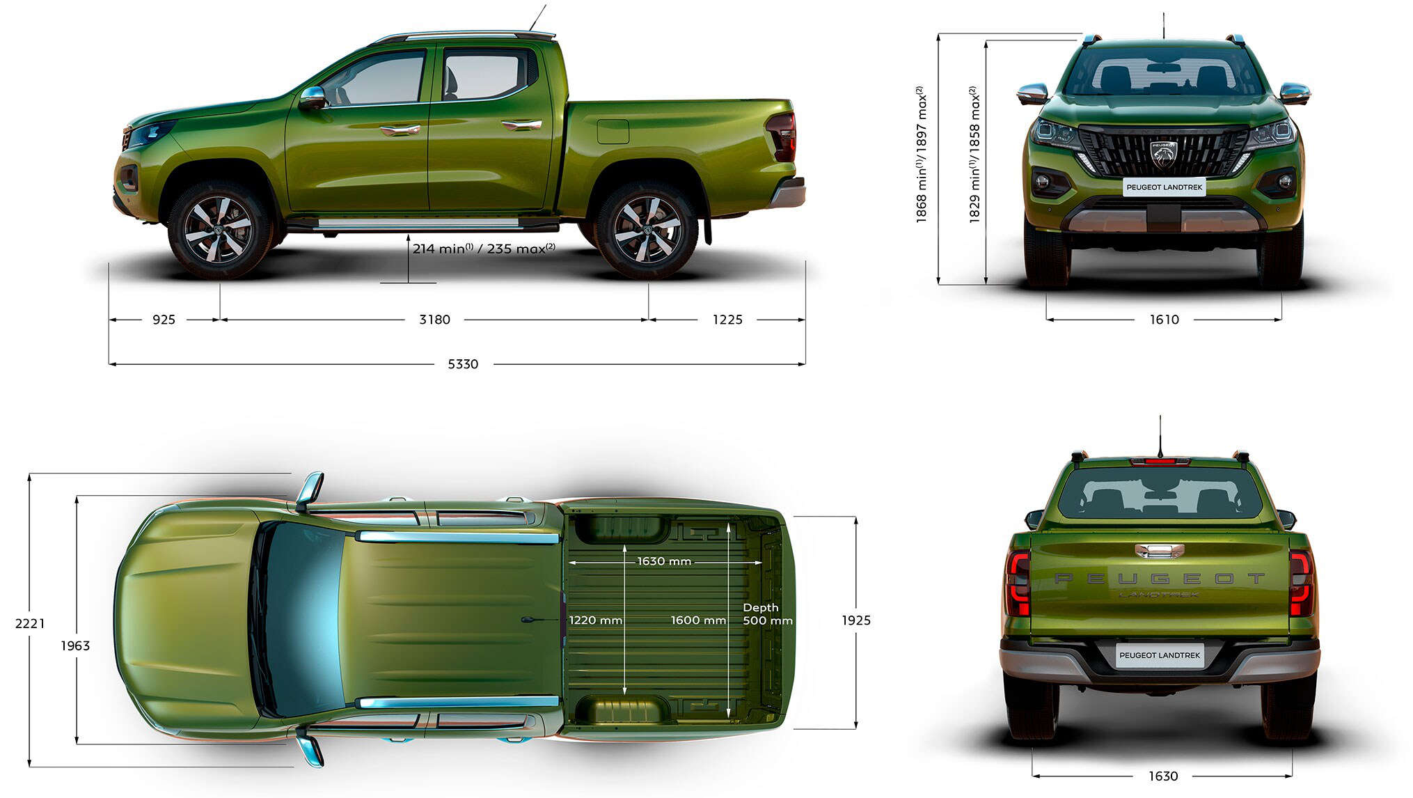 Зовнішні габарити Peugeot Landtrek